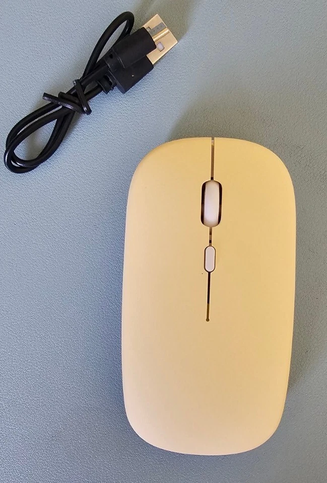Wireless Mouse 2.4 GHZ Optical USB BT Rechargeable for PC Laptop Color Yellow - Image 2 of 4