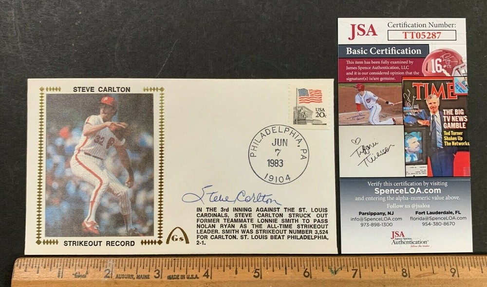 VINTAGE FIRST DAY COVER *STEVE CARLTON* W/JSA COA MINT CONDITION!! (AA)