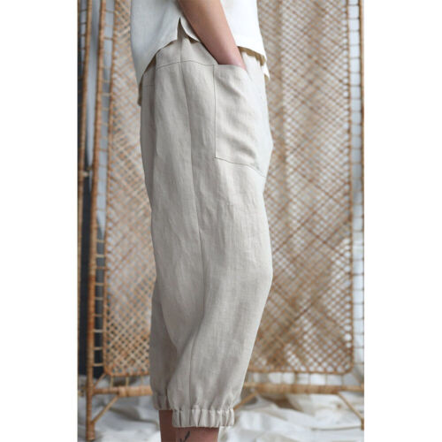 Women Pants Cotton Linen Trousers Casual Loose Joggers Beach Pants Summer - Picture 7 of 17