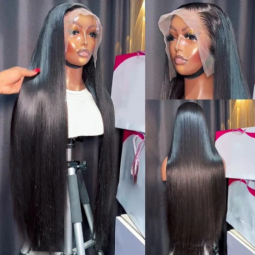 Bone Straight 13x4 Full Lace Front Human Hair HD Transparent Lace Frontal Wigs - Picture 9 of 12