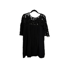 Hot & Delicious Don't Weave Me Silk Blend Caged Top Shift Dress Black Size Small
