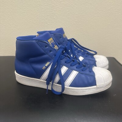 Adidas Pro Model High Top Shell Toe, Blue and White Size 7 Sneakers PCI789002