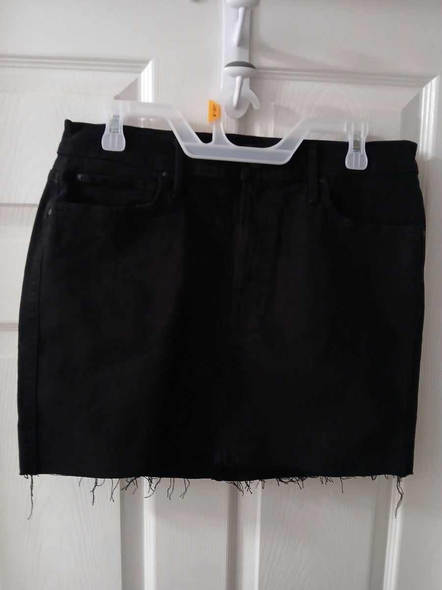 Mother High Waisted Smokin' Double Micro Fray Skirt in Pitch NWT