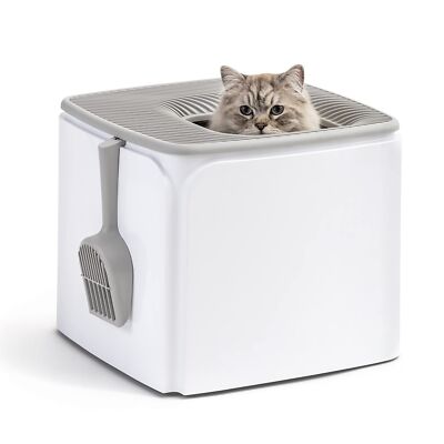 Premium Top Entry Cat Litter Box USA Made Easy Clean with Scoop Odor Control