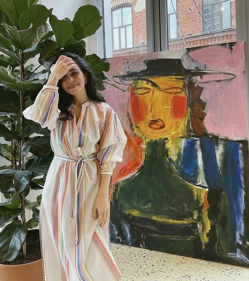 Lemlem x H&M Multicolor Kaftan Dress Colorful Striped