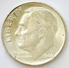 1946 Roosevelt Dime Silver Ten Cents Coin 10c Uncirculated