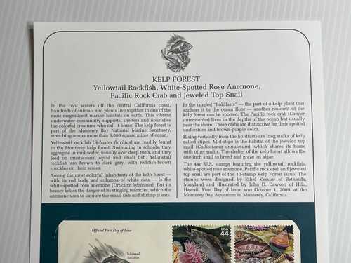 Kelp Forest -First Day Cover Postal Commemorative Society 2009 - Picture 2 of 3