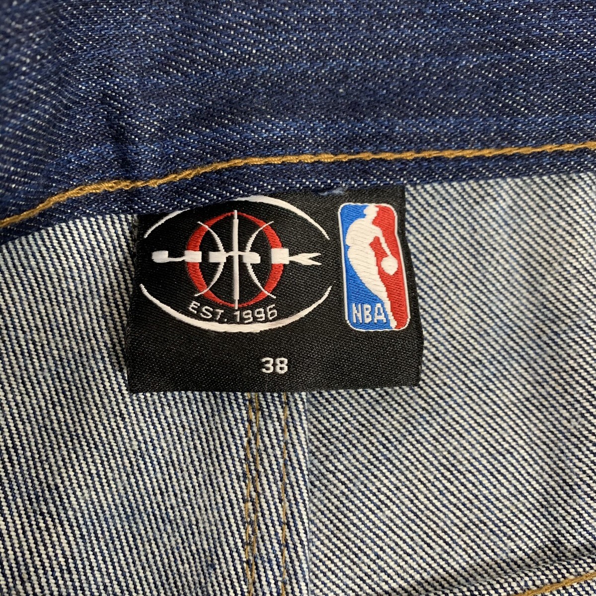 UNK Men's NBA Boston Celtics Logo Denim Leather Patch Jeans