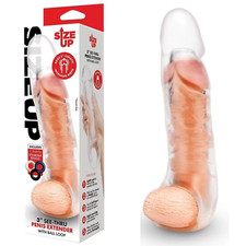 Clear Thick Girth Male Penis Extension Extender with Scrotum Loop Enlarger