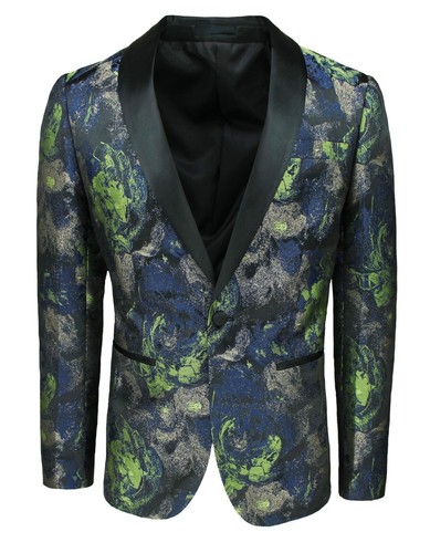Giacca uomo Class sartoriale raso nero verde blu in fantasia slim fit  elegante | eBay