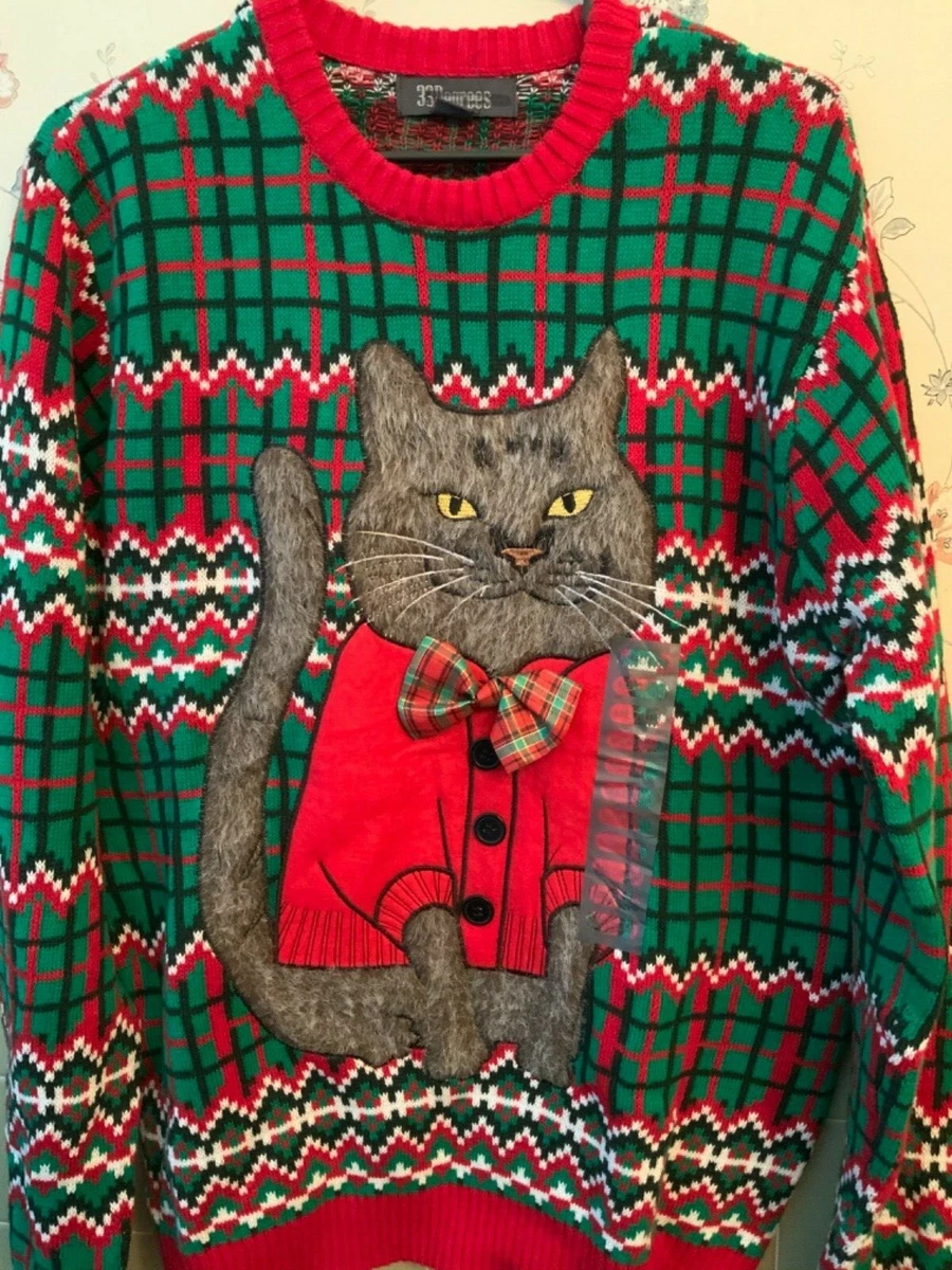 Mens christmas cat clearance sweater