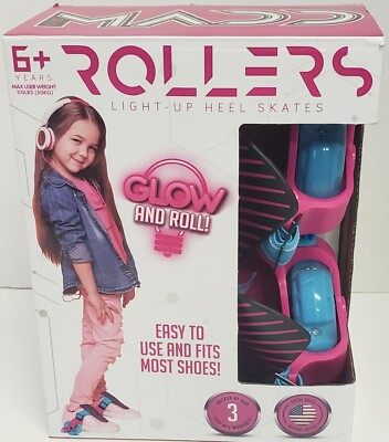 MADD GEAR ROLLERD - LIGHT UP HEEL SKATES - PINK & TEAL