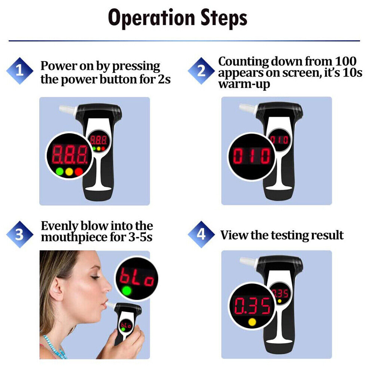 Police LCD Digital Breath Alcohol Analyzer Tester Breathalyzer Test