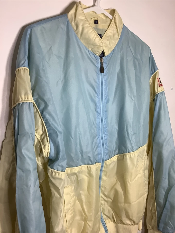 CHAQUETA DE NAILON VINTAGE AÑOS 80 PGA Tour GOLF - Cremallera completa azul amarillo - Para hombre M mediana Foto 2 de 4