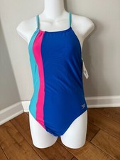 NWT Speedo Eco Endurance Cheeky Fit Tie Back 1 Piece Swimsuit Woman's 6/32