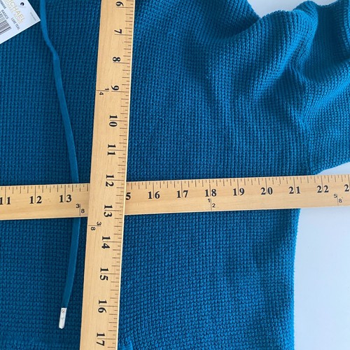 Michael Kors Pullover Hoodie Size Large Luxe Teal Drawstring Pockets - Picture 10 of 12