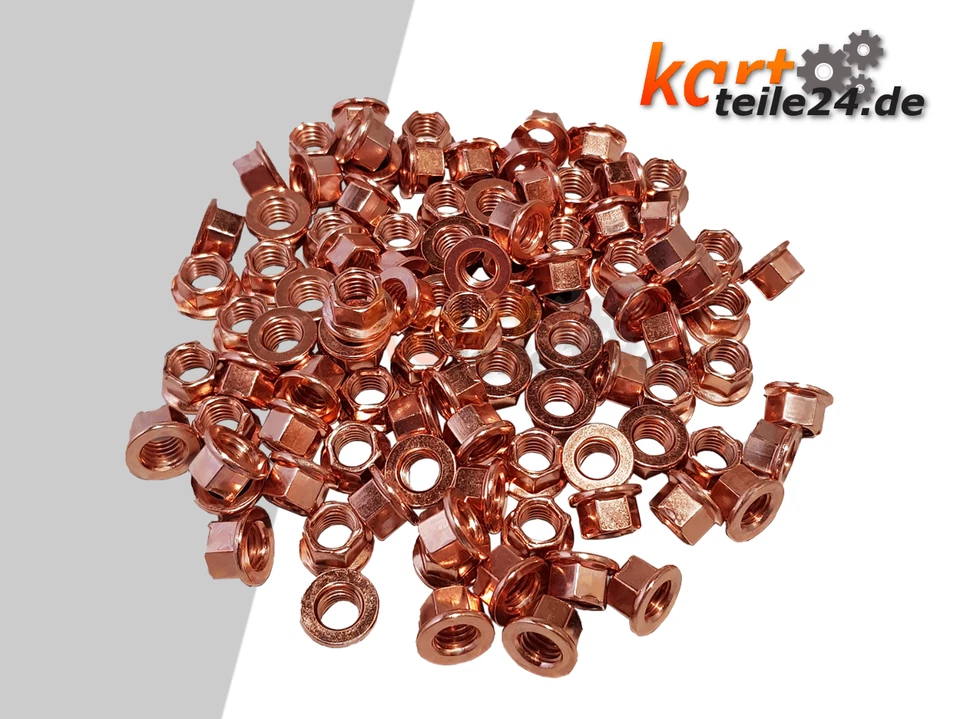 Kart Rennkart Kartteile Radmutter CIK M8 SW 10 selbstsichernd Kupfer 100 Stück