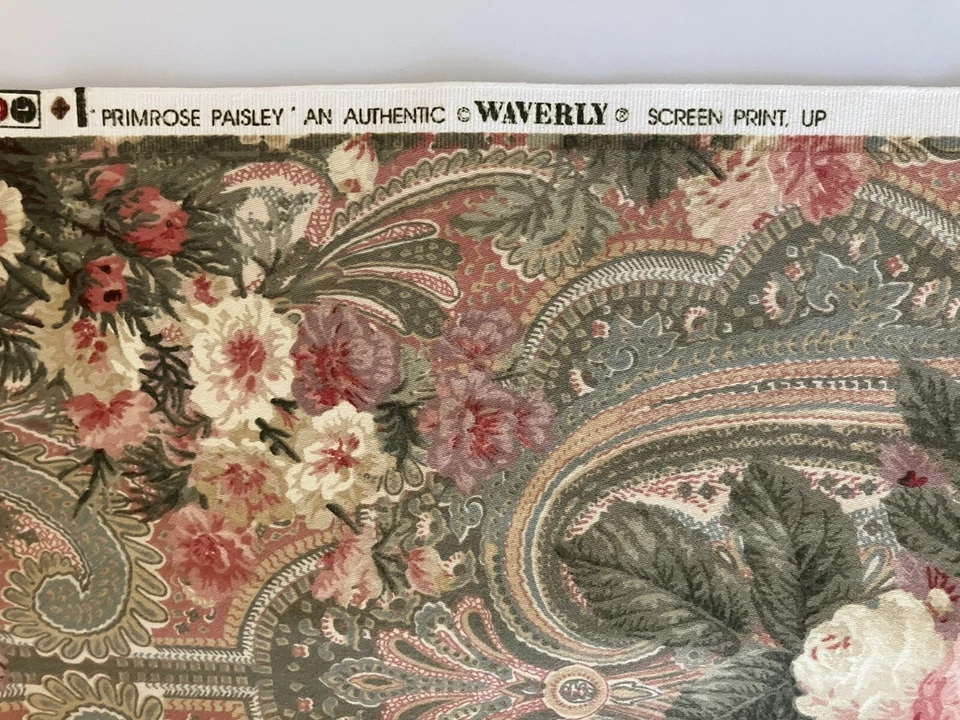 Tela de cortinas de rosa floral Waverly Paisley Primrose de colección 14 yardas x 54" 2 piezas Foto 4 de 4