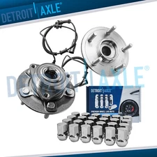 Front Wheel Bearings and Hubs with 24pc Lug Nuts for 2012 - 2018 Ram 1500 5 Lugs