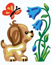 DIY Collection D'Art Puppy & Butterfly Needlepoint Hanging Picture Kit 5" x 7"