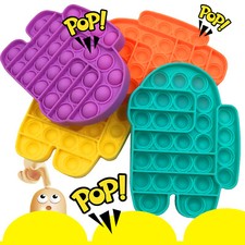  4-PACK Rainbow Push Pop Bubble It Sensory Fidget Toy Stress Relief Game popits