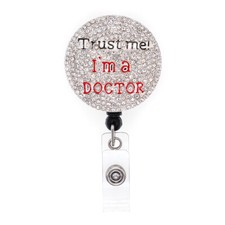 2pcs/lot Medical TRUST ME I AM A DOCTOR Badge Holder Reel Scrub Life Badge Reel