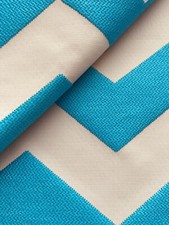 OSBORNE & LITTLE "BREEZE CHEVRON/06" Zigzag-Turquesa/Marfil IN/OUT-$200-27"x26"L