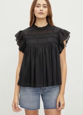 Velvet By Graham & Spencer Inessa Blouse Black Womens Small New with Tags $179