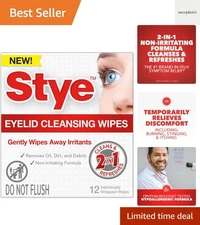 Refreshing Cleansing Eyelid Wipes with Chamomile - 12 Count, Sensitive Skin Safe