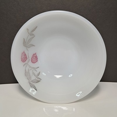 Set Of 4 Federal Milk Glass Pink Clover Blossom 5'' Dessert Bowls VTG 1950-60s