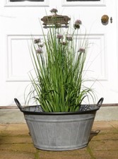Vintage Style Galvanised Metal Oval Dolly Tub Garden Planter Pot with Handles