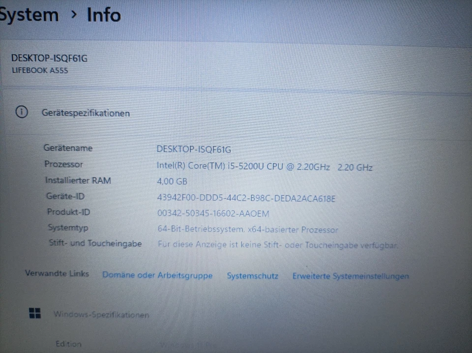 Fujitsu Lifebook Notebook A555 Intel Core i5 2,2 Ghz, 4GB RAM 128 GB SSD, Win 11 - Bild 2 von 4