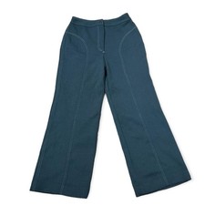   RARE  VINTAGE 70s SEARS PERMA PREST HI RISE GREEN WHITE STITCH PANTS SZ 16