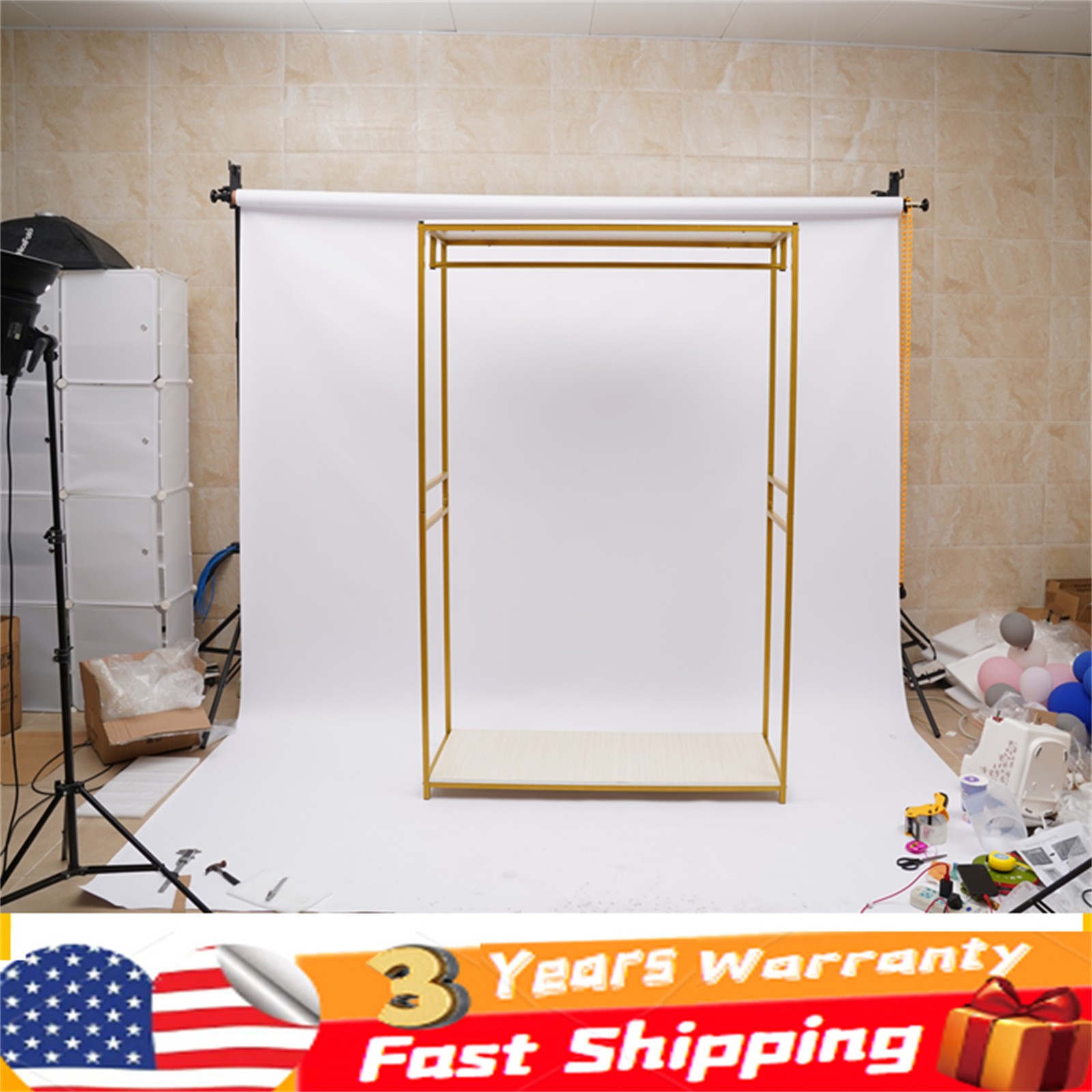 Gold Metal Garment Rack for Wedding Dresses & Clothing 1.9m/74.8