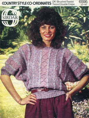 Sirdar 6595 Lady Dolman Pullover DK 32-40'' Vintage Strickmuster