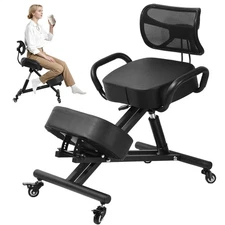 Ergonomic Kneeling Chair Adjustable Stool Upright Back Postures Home Office