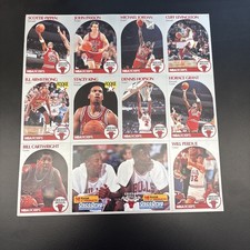 1990-91 Nba Hoops Team Sheets - Uncut Sheet Michael Jordan, Scottie Pippen,...