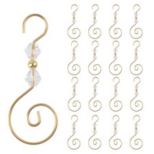 30 PCS S-Shaped Christmas Ornament Hooks with Crystal Bead Metal Hangers