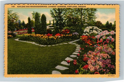 #ad #ad Portland OR Oregon Flowers and Path Lambert Gardens Vintage Postcard $4.99