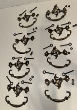 Set Of 8 Vintage Art Nouveau Brass Bail Style Drawer Pulls With Screws 3 1/2”