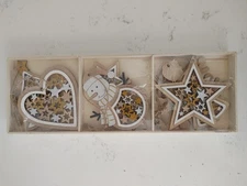 Christmas Ornament Set Of Wooden Cut In. Wooden Box