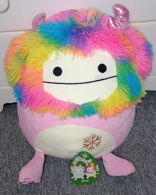 12'' rosa Prototyp Evita Bigfoot Squishmallow mit Geweih Regenbogen & Haar Brandneu mit Etikett Rarität