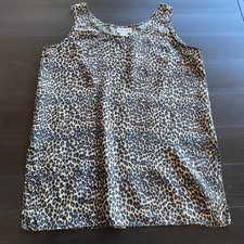 Vintage 90s Leopard Tank Top Small oversized 100 Silk Cheetah Indie Sleeze
