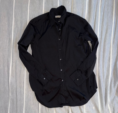 Emanuele Maffeis Cotton Collar Long Sleeve Button Down Shirt Black Size 42