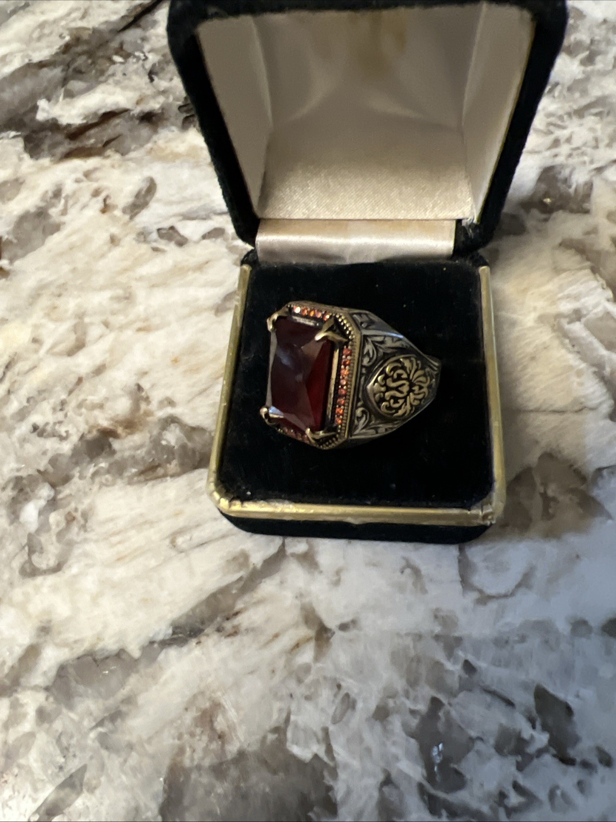 Lab Created Emerald Cut Ruby Ring 925 Silver Ligh… - image 3