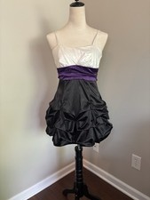 Vintage Ruby Rox Dress Sz 3 White Purple Black Spaghetti Strap Ruched Dress