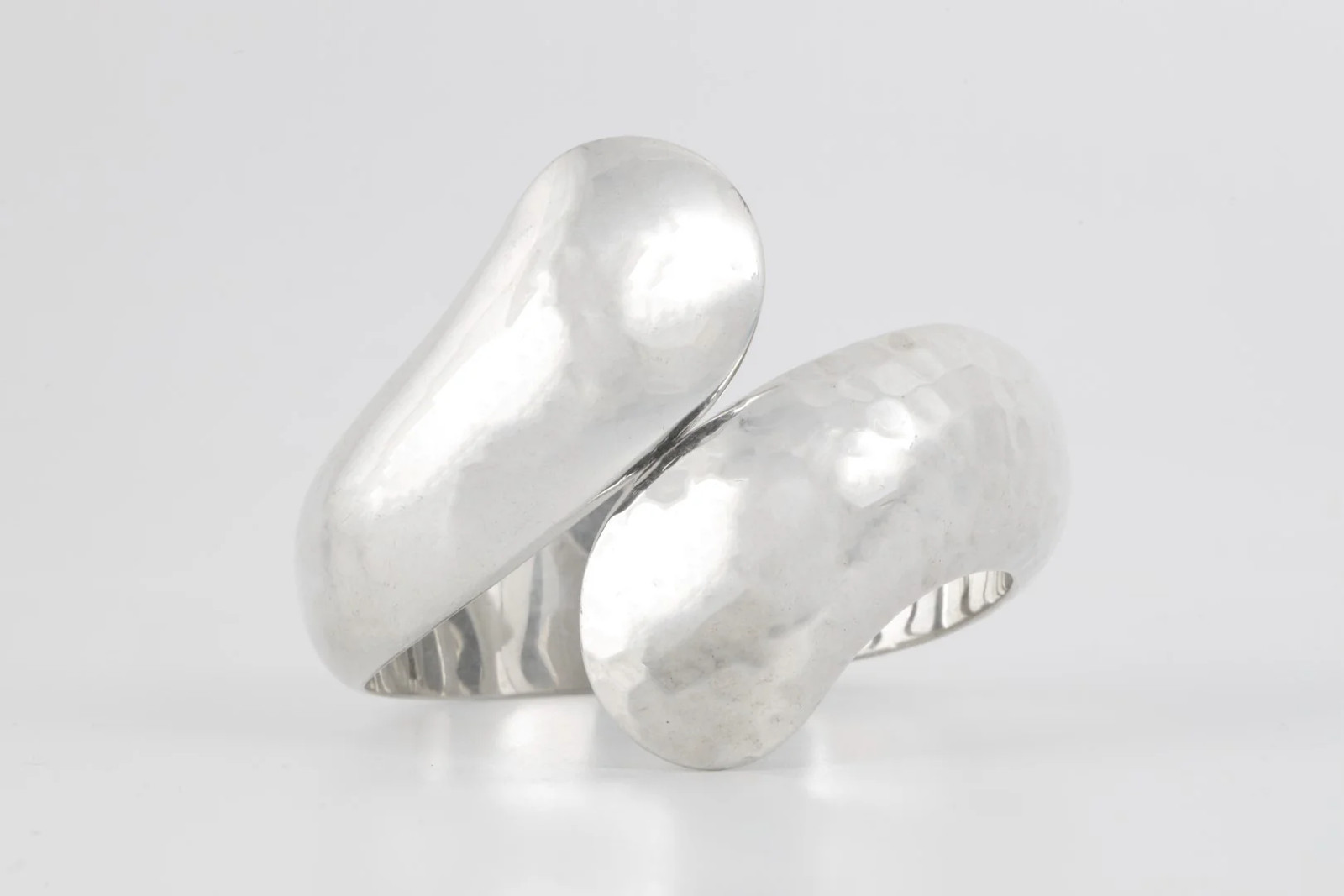 7" 925 Silver Two-Texture Hinged Wrap Around Brac… - image 1