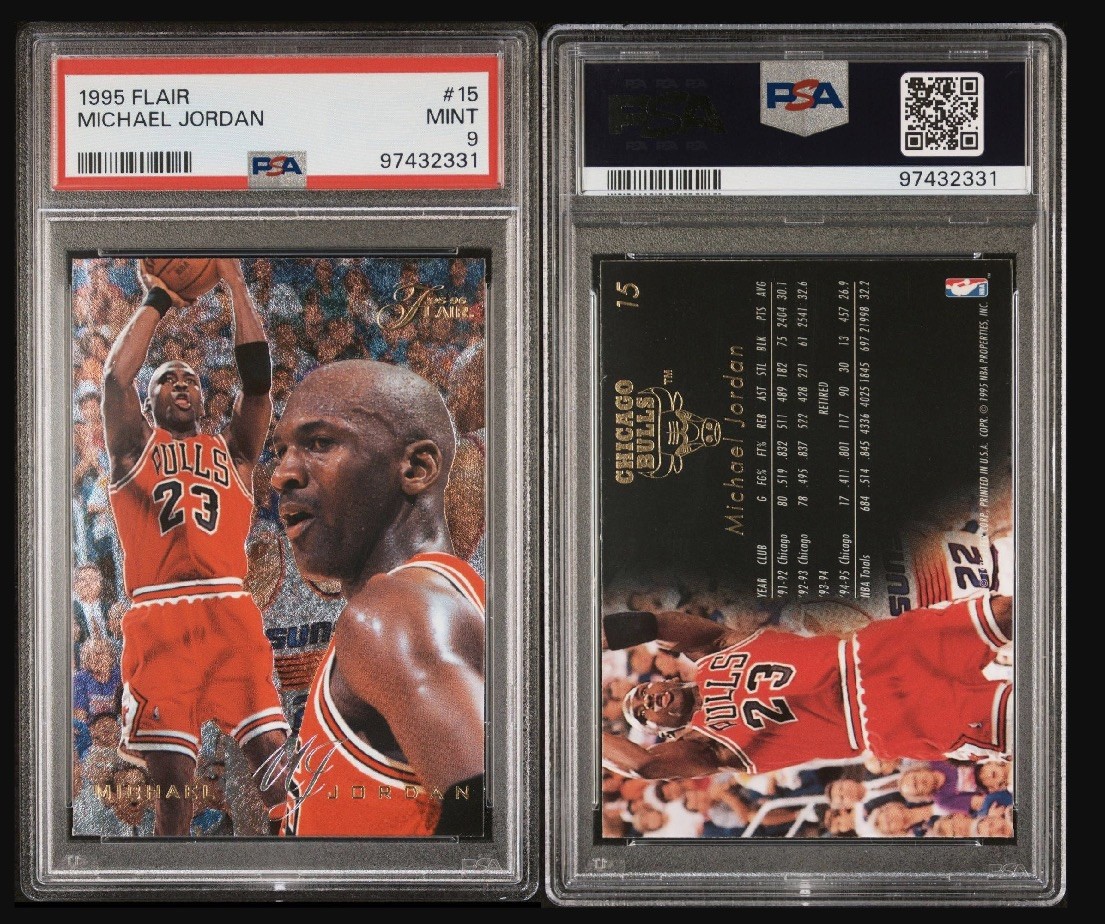1995 FLAIR #15 MICHAEL JORDAN PSA 9 view 3