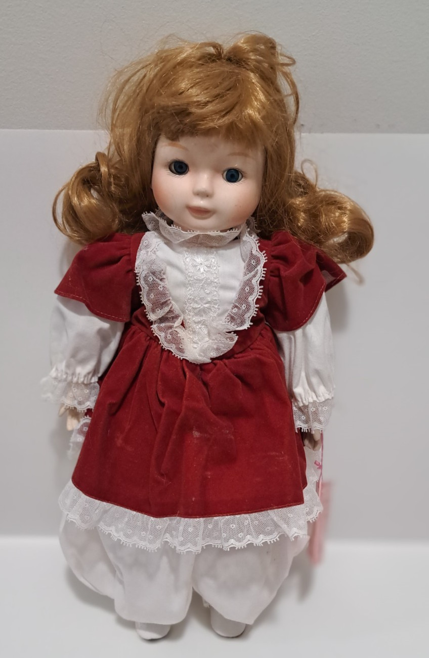 Brinn Porcelain Doll 16" Bloomer Girl music "Thank Heaven fo
