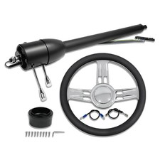 28 Black Manual Tilt Steering Column No Key 14 Billet Wheel W Horn Button 28 Black Manual Tilt Steering Column No Key 14 Billet Wheel W Horn Button